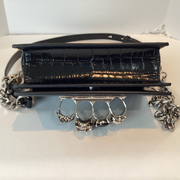 ALEXANDER MCQUEEN MINI CROC EMBOSSED JEWELLED  SATCHEL - Picture 5 of 14